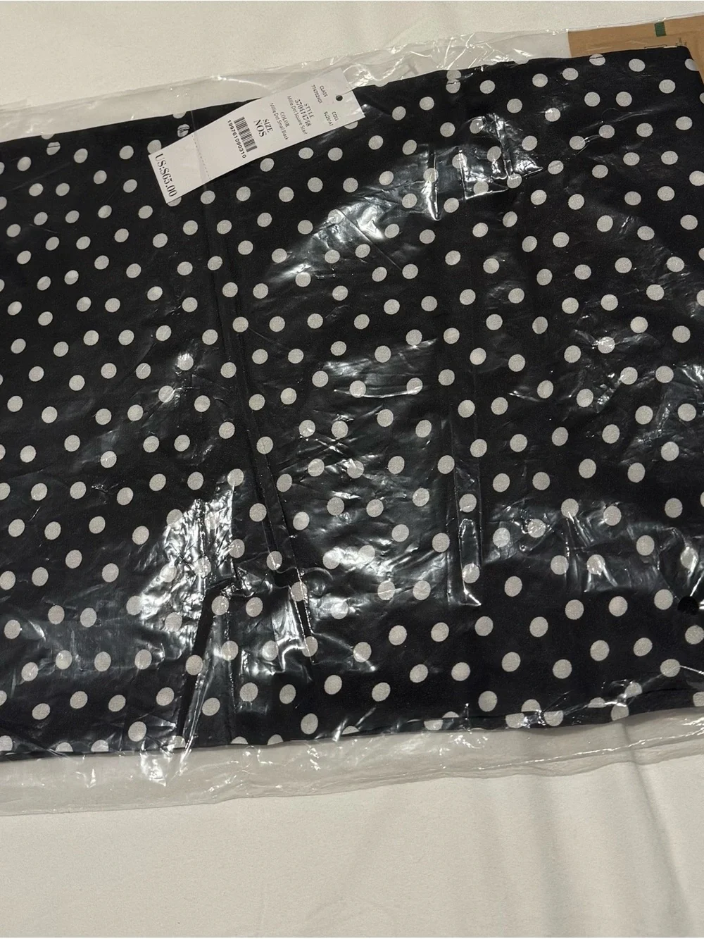 Polka Dot Silk Neck Scarf - Black/White - NEW WITH TAGS